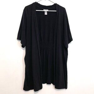 CATHERINES VANITY 3X Plus Size Black Open Short Sleeve Long Cardigan Sweater 26W